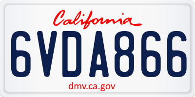 CA license plate 6VDA866