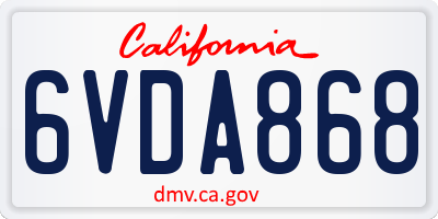 CA license plate 6VDA868
