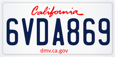 CA license plate 6VDA869