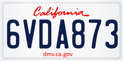 CA license plate 6VDA873