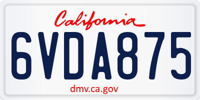 CA license plate 6VDA875