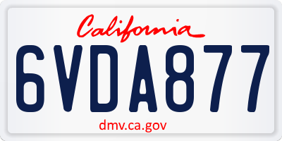 CA license plate 6VDA877