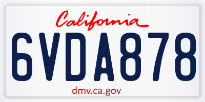 CA license plate 6VDA878