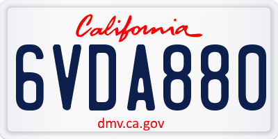 CA license plate 6VDA880
