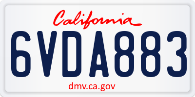 CA license plate 6VDA883