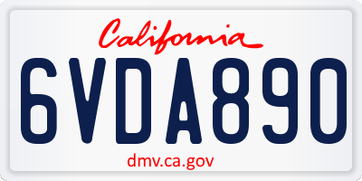 CA license plate 6VDA890