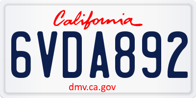 CA license plate 6VDA892