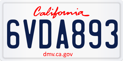CA license plate 6VDA893