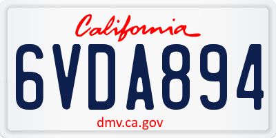 CA license plate 6VDA894