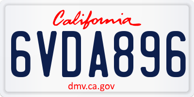 CA license plate 6VDA896