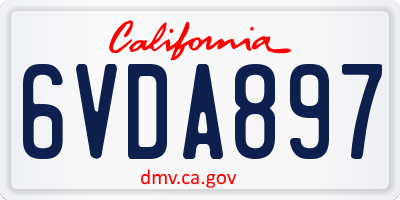 CA license plate 6VDA897