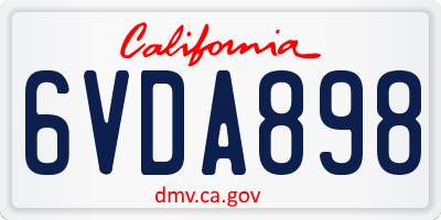 CA license plate 6VDA898