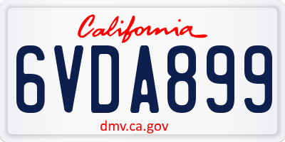CA license plate 6VDA899