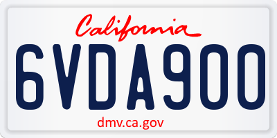 CA license plate 6VDA900