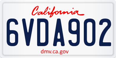 CA license plate 6VDA902