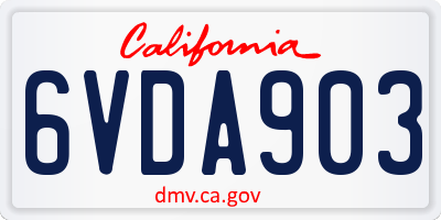 CA license plate 6VDA903