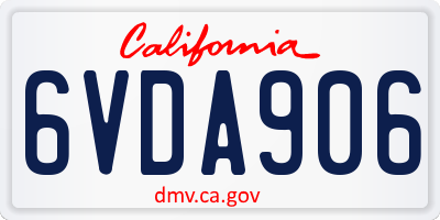 CA license plate 6VDA906