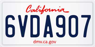 CA license plate 6VDA907