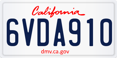 CA license plate 6VDA910