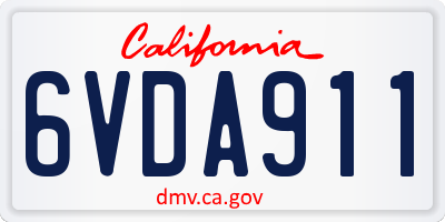 CA license plate 6VDA911