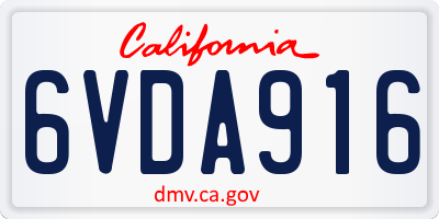 CA license plate 6VDA916