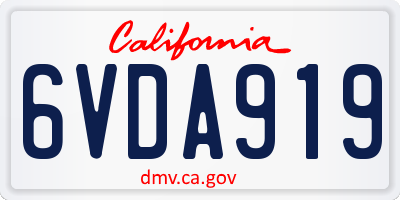CA license plate 6VDA919