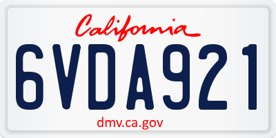 CA license plate 6VDA921