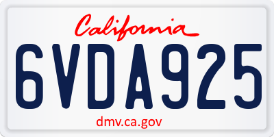 CA license plate 6VDA925