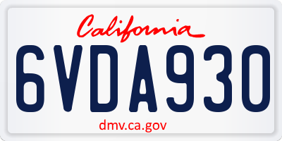 CA license plate 6VDA930