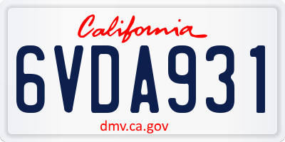 CA license plate 6VDA931