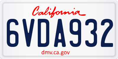 CA license plate 6VDA932