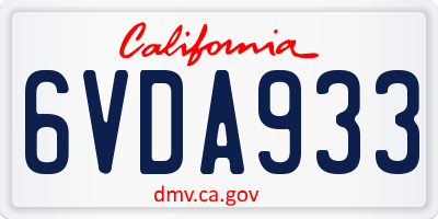 CA license plate 6VDA933