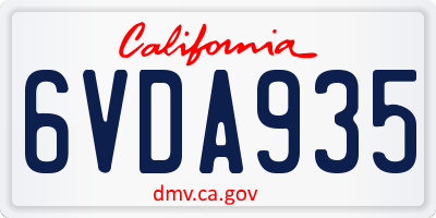 CA license plate 6VDA935
