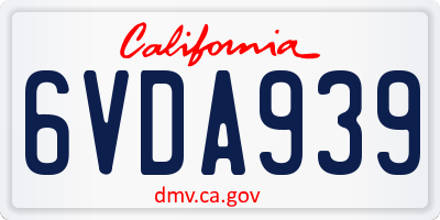 CA license plate 6VDA939