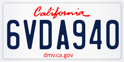 CA license plate 6VDA940