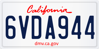CA license plate 6VDA944