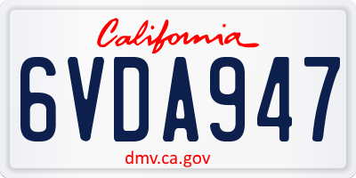 CA license plate 6VDA947