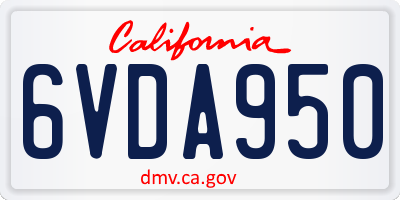 CA license plate 6VDA950