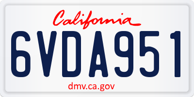 CA license plate 6VDA951