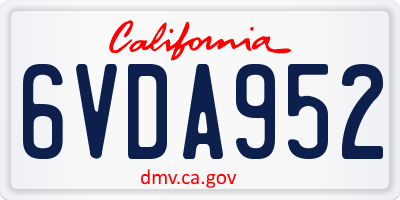 CA license plate 6VDA952