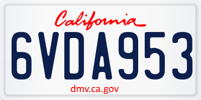 CA license plate 6VDA953