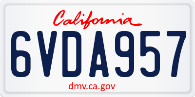 CA license plate 6VDA957