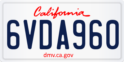 CA license plate 6VDA960