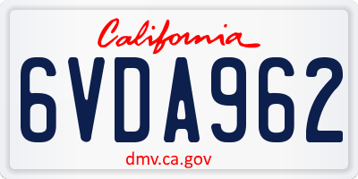 CA license plate 6VDA962