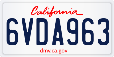 CA license plate 6VDA963