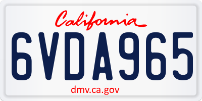 CA license plate 6VDA965