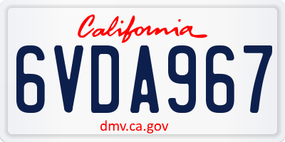 CA license plate 6VDA967