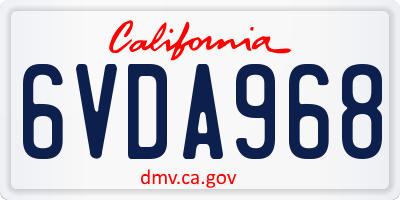 CA license plate 6VDA968