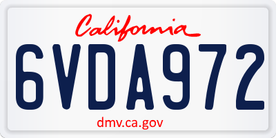 CA license plate 6VDA972