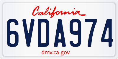 CA license plate 6VDA974